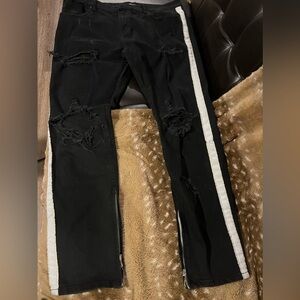 Embellish distressed white striped jeans size 38